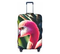 Luggage Cover Protector - Tropical flamingos and pineapples Print Suitcase Cover for Women & Girls, Travel Accessories, Business Trip, White, X-Large