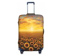 Luggage Cover Sunflower Field Sunset Sea of Flowers Elastic Washable Stretchy Scratch Resistant Travel Cover White/Opulent Garden, Large, White/Opulent Garden, L