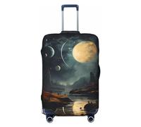 Luggage Cover - Travel Suitcase Protector Moon Stars and Planets Anti-Scratch Sleeves for Adult Suitcases (18-32 In), Black, S
