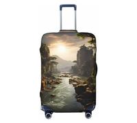 Luggage Cover - Travel Suitcase Protector mountains and rivers Anti-Scratch Sleeves for Adult Suitcases (18-32 In), Black, L