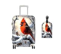 Luggage Cover with luggage Tags,Protective Suitcase Protector,Universal Fit for 26-28 Inch Luggage,Washable Elastic Stretchy Anti-scratch,Cardinal Bird