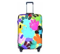 Luggage Cover with Many Colourful Dog Paws, Elastic, Washable, Stretchy, Scratch-Resistant, Travel Cover, White/Opulent Garden, Small, White/Opulent Garden, S