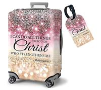 Luggage Covers for Suitcase TSA Approved,Elastic Washable Suitcase Cover Protector, I can do all things through christ Luggage Cover Sleeve Wrap for 22/ 23/ 24/ 25 Inches Suitcase Travel Accessories