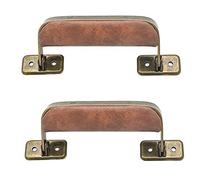 Luggage Handle Leather Handle Vintage Style Replacement Strap Handle Suitcase Pull Handle for Trunk Handbag Briefcase 2pcs (Brown Bronze)