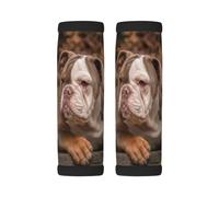 Luggage Handle Wrap, American Bulldog Puppy | 2 Pack Neoprene Handle Cover and Luggage Tag, Soft Cushion Grip Identifier for Suitcases Travel Bag Car Seatbelt Accessories