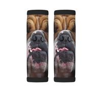 Luggage Handle Wrap, Bulldog Face | 2 Pack Neoprene Handle Cover and Luggage Tag, Soft Cushion Grip Identifier for Suitcases Travel Bag Car Seatbelt Accessories