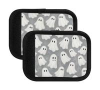 Luggage Handle Wrap Cute White Ghosts Grey Travel Bag Wraps Luggage ID Tags Cover Luggage Tags for Suitcases, 5.9x4.3in, Cute White Ghosts Grey, Set Of 2