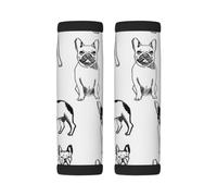 Luggage Handle Wrap, French Bulldog 2 | 2 Pack Neoprene Handle Cover and Luggage Tag, Soft Cushion Grip Identifier for Suitcases Travel Bag Car Seatbelt Accessories