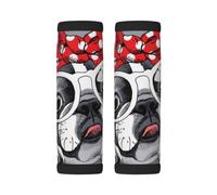 Luggage Handle Wrap, French Bulldog Mom Print | 2 Pack Neoprene Handle Cover and Luggage Tag, Soft Cushion Grip Identifier for Suitcases Travel Bag Car Seatbelt Accessories