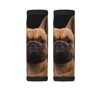 Luggage Handle Wrap, French Bulldog On Black | 2 Pack Neoprene Handle Cover and Luggage Tag, Soft Cushion Grip Identifier for Suitcases Travel Bag Car Seatbelt Accessories