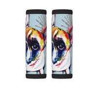 Luggage Handle Wrap, French Bulldog Painting | 2 Pack Neoprene Handle Cover and Luggage Tag, Soft Cushion Grip Identifier for Suitcases Travel Bag Car Seatbelt Accessories