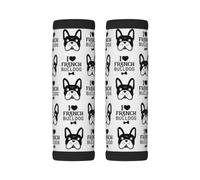 Luggage Handle Wrap, French Bulldog Pattern in Vintage Style | 2 Pack Neoprene Handle Cover and Luggage Tag, Soft Cushion Grip Identifier for Suitcases Travel Bag Car Seatbelt Accessories