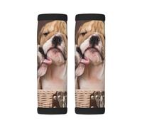 Luggage Handle Wrap, Kiss English Bulldog Puppies | 2 Pack Neoprene Handle Cover and Luggage Tag, Soft Cushion Grip Identifier for Suitcases Travel Bag Car Seatbelt Accessories