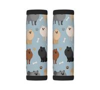 Luggage Handle Wrap, Pomeranian Paws-Prints and Dog Bones | 2 Pack Neoprene Handle Cover and Luggage Tag, Soft Cushion Grip Identifier for Suitcases Travel Bag Car Seatbelt Accessories