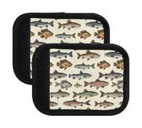 Luggage Handle Wraps Ancient Freshwater Fish Prints Beige Suitcase Handle Wraps Suitcase Makers Covers for Travel, Ancient Freshwater Fish Prints Beige, one sizex4