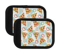 Luggage Handle Wraps Colorful Cartoon Slices Pizza Suitcase Handle Wraps Suitcase Makers Covers for Travel, 5.9x4.3in, Colorful Cartoon Slices Pizza, one sizex2