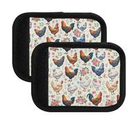 Luggage Handle Wraps Colorful Chickens Pastel Pink Floral No-Slip Handle Protector Covers Soft Grip Handle Cover for, Colorful Chickens Pastel Pink Floral, one sizex2