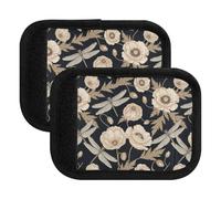 Luggage Handle Wraps Vintage Dragonflies Florals Leaves Bag Handle Wrap Handle Covers for Suitcase, Carry On, Vintage Dragonflies Florals Leaves 2, Set Of 2