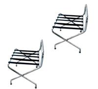 Luggage Holder 2 Pack- Hotel Stainless Steel Plum Frame, Bedside Clothes Rack, Folding Luggage Rack with Backrest, for Home Bedroom Guest Room Hotel (Size: L60×W46×H68cm) (Color : Silver)