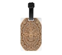 Luggage Identification Tag, Ancient Aztec Calendar Mayan Calendar Travel Cool Leather Luggage Tag