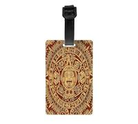 Luggage Identification Tag, Ancient Aztec Calendar Mayan Calendar Travel Cool Leather Luggage Tag