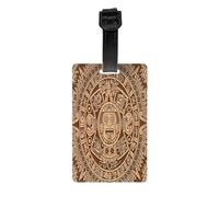 Luggage Identification Tag, Ancient Aztec Calendar Mayan Travel Cool Leather Luggage Tag