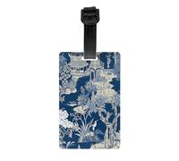 Luggage Identification Tag, Ancient Blue and White Chinese Style Chinoiserie Folk Travel Cool Leather Luggage Tag
