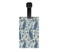 Luggage Identification Tag, Blue Ancient Chinese Folk Chinoiserie Style Travel Cool Leather Luggage Tag