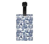 Luggage Identification Tag, Blue Willow Ancient Ming China Chinoiserie Travel Cool Leather Luggage Tag