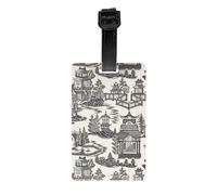 Luggage Identification Tag, Blue Willow Ancient Ming China Chinoiserie Travel Cool Leather Luggage Tag