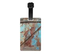 Luggage Identification Tag, Primitive Western Country Barnwood Door Rustic Turquoise Travel Cool Leather Luggage Tag