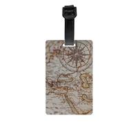 Luggage Identification Tag, Vintage Old Map Ancient World Nautical Travel Cool Leather Luggage Tag
