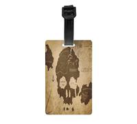 Luggage Identification Tag, Vintage Skull Island Map Pirate Treasure Travel Cool Leather Luggage Tag