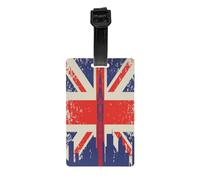 Luggage Identification Tag, Vintage UK London Theme with Inscriptions British Symbols Travel Cool Leather Luggage Tag