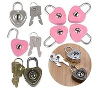Luggage Lock Archaize Padlocks Antique Vintage Style Heart Shaped Security Key Portable Mini 1Pcs(Pink)