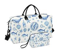 Luggage Organizer Set 2 Pack Full Print Multi Pockets Stylish Short Journey Ocean Whale