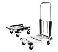 Luggage Package Transport ， Hand Truck Foldable Telescopic Handle Hollow Platform Silver 41x63x95cm