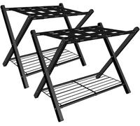 Luggage Rack 2pack Folding Luggage Rack for Guest Room Metal Foldable Suitcase Stand Holder with Metal Shelf for Bedroom Black Load-Bearing Luggage Rack