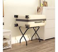 Luggage Rack Black with 25 mm Steel Tube Frame and 4 Nylon Straps 56 x 40 x 49 cm Foldable Space Saving for Hotel Guest Room Bedroom Travel Organiser