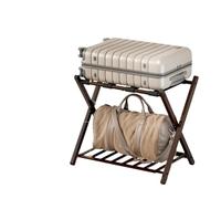 Luggage Rack Folding Luggage Rack for Guest Room, Foldable Luggage Suitcase Stand with Unique Magnetic Locking & Steel Shelf Load-Bearing Luggage Rack(Brown)