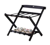 Luggage Rack, Folding Suitcase Stand For Guest Room, Bamboo Luggage Holder With Backrest To Prevent Falling For Hotel Bedroom(A)