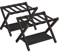 Luggage Rack Luggage Rack Folding Suitcase Stand with Storage Shelf for Guest Room Hotel Bedroom Heavy-Duty Holds up Load-Bearing Luggage Rack(Brown)