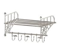 Luggage Rack Wall Mount Silver Aluminium 67x32x32cm Shelf 6 Hooks Towel Hallway