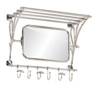 Luggage Rack with Coat Hangers and Mirror Wall Mounted Aluminium vidaXL