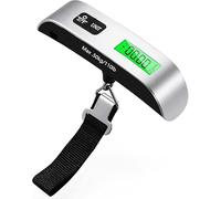 Luggage Scale 50kg / 110lb Digital Portable Suitcase Scale - Hanging Luggage Weight Scale with Backlit LCD & Temperature Display, Travel Accessories Silver