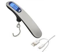 Luggage Scale, (Type-C) Rechargeable Suitcase Weighing Scales, 110 lb/ 50kg Portable Lightweigh Suitcase Scales, Luggage Weight Scale with Backlit with Tare Function Lightweigh for Travel(Silver)
