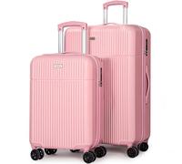 Luggage Set Hard Shell Travel Trolley with Durable 360° Spinner Wheels & Built in TSA Lock, Lightweight ABS Suitcases for Women & Men, 21" 24" (Pink, 2 Piece Set (20/28 Inch))
