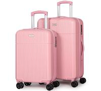 Luggage Set Hard Shell Travel Trolley with Durable 360° Spinner Wheels & Built in TSA Lock, Lightweight ABS Suitcases for Women & Men, 21" 24" (Pink, 2 Piece Set (20/24 Inch))