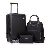 Luggage Sets 3 Piece,Carry On Luggage 20 Inch With Spinner Wheels,PC Hardside Suitcase Set with TSA Lock,Durable Carry On Suitcase With Travel Backpack for Men Women, 20/BP/TB, Carry-on 20-inch, Blakc