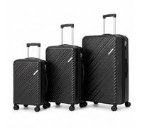 Luggage Sets, 3 Piece Durable Suitcase Set with Spinner Wheels, 3 Pcs Hard Shell Lightweight Luggage with TSA Lock, Large Checked Travel Suitcases, 20/24/28 Inch (Black, Stripe)